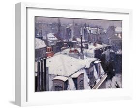 Rooftops under the Snow, Paris-Gustave Caillebotte-Framed Art Print