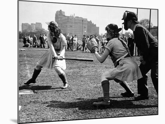 Rookie Outfielder from Racine Preparing to Sock One on the Nose-Wallace Kirkland-Mounted Photographic Print