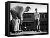 Rookies Playing Croquet to Relax During the Dodgers Spring Training-null-Framed Stretched Canvas