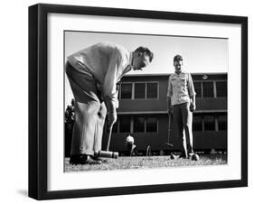 Rookies Playing Croquet to Relax During the Dodgers Spring Training-null-Framed Photographic Print