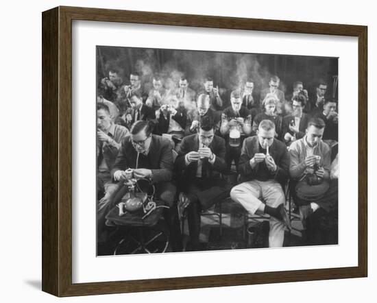 Room Full of Men Smoking During Pipe Smoking Contest-Yale Joel-Framed Photographic Print