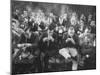 Room Full of Men Smoking During Pipe Smoking Contest-Yale Joel-Mounted Photographic Print