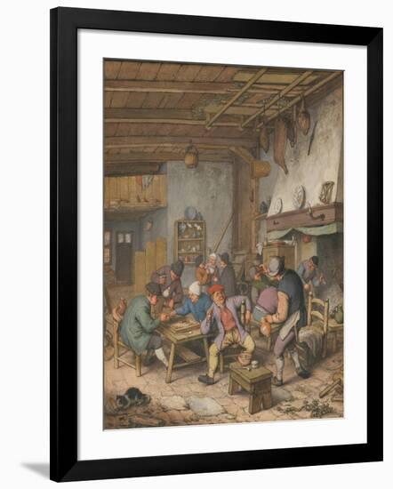 Room in an Inn with Peasants Drinking, Smoking and Playing Backgam, 1678-Adriaen Jansz van Ostade-Framed Giclee Print