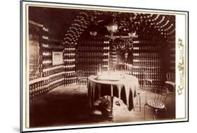 Room Made of Wine Bottles with Table-null-Mounted Art Print