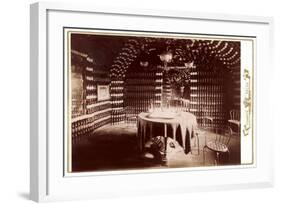 Room Made of Wine Bottles with Table-null-Framed Art Print