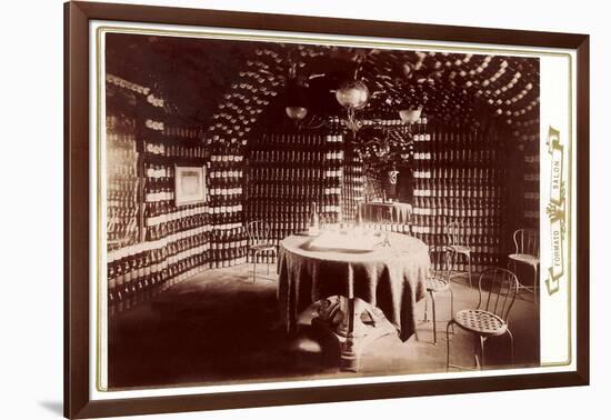Room Made of Wine Bottles with Table-null-Framed Art Print