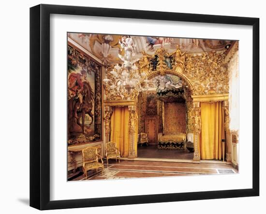 Room of the Married Couple (Alcove), 17th c. Palazzo Mansi, Italy-Tuscany workmanship-Framed Art Print