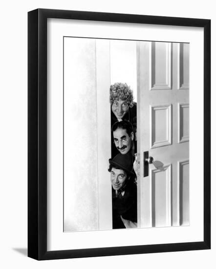 Room Service, Harpo Marx, Groucho Marx, Chico Marx, 1938-null-Framed Photo