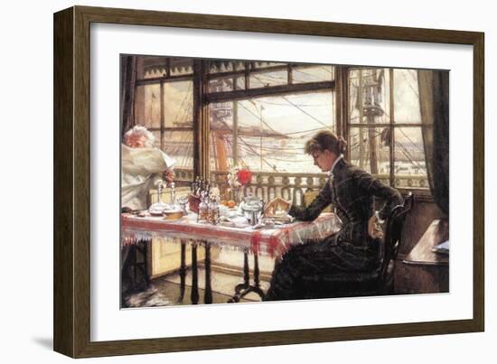 Room with a Glance From The Port-James Tissot-Framed Art Print