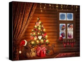 Room With Christmas Tree-egal-Stretched Canvas