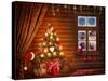 Room With Christmas Tree-egal-Stretched Canvas