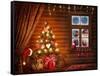 Room With Christmas Tree-egal-Framed Stretched Canvas