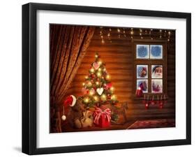 Room With Christmas Tree-egal-Framed Art Print