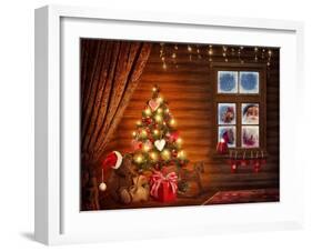 Room With Christmas Tree-egal-Framed Art Print