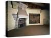 Room with Fireplace and Tapestry, Vitre Castle-null-Stretched Canvas