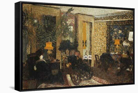 Room with Three Lamps, Rue St. Florentin-Edouard Vuillard-Framed Stretched Canvas