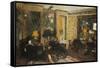 Room with Three Lamps, Rue St. Florentin-Edouard Vuillard-Framed Stretched Canvas