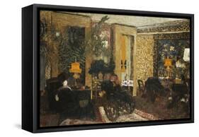 Room with Three Lamps, Rue St. Florentin-Edouard Vuillard-Framed Stretched Canvas