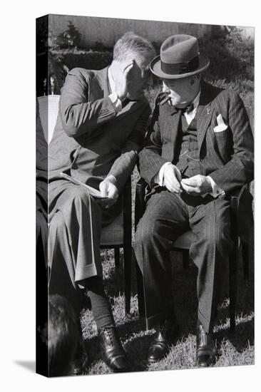 Roosevelt and Churchill Deep in Conversation at the Casablanca Conference, Morocco, January 1943-null-Stretched Canvas