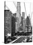 Roosevelt Island Tram Station (Manhattan Side), Manhattan, New York, Black and White Photography-Philippe Hugonnard-Stretched Canvas