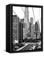 Roosevelt Island Tram Station (Manhattan Side), Manhattan, New York, Black and White Photography-Philippe Hugonnard-Framed Stretched Canvas