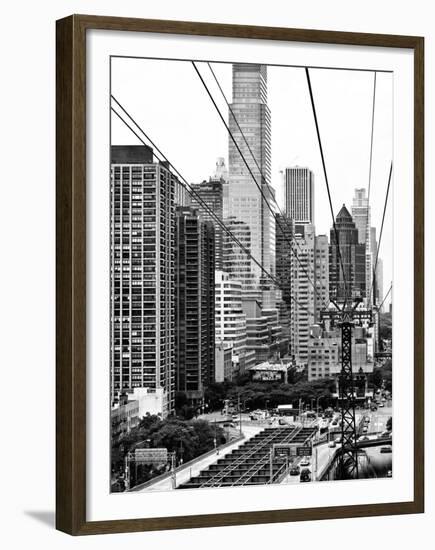 Roosevelt Island Tram Station (Manhattan Side), Manhattan, New York, Black and White Photography-Philippe Hugonnard-Framed Premium Photographic Print