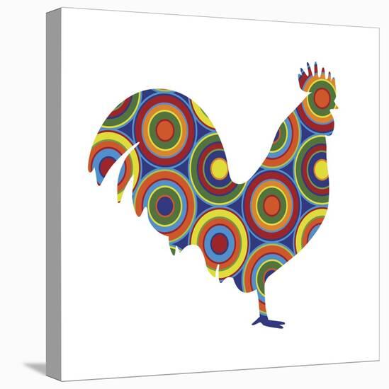 Rooster Abstract Circles-Ron Magnes-Stretched Canvas