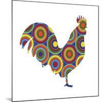 Rooster Abstract Circles-Ron Magnes-Mounted Giclee Print