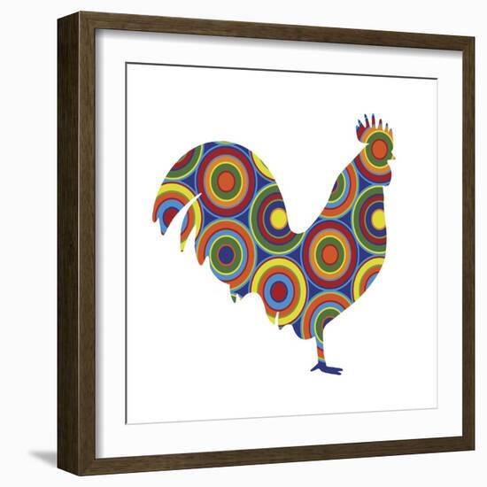 Rooster Abstract Circles-Ron Magnes-Framed Giclee Print