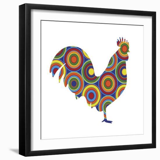 Rooster Abstract Circles-Ron Magnes-Framed Giclee Print