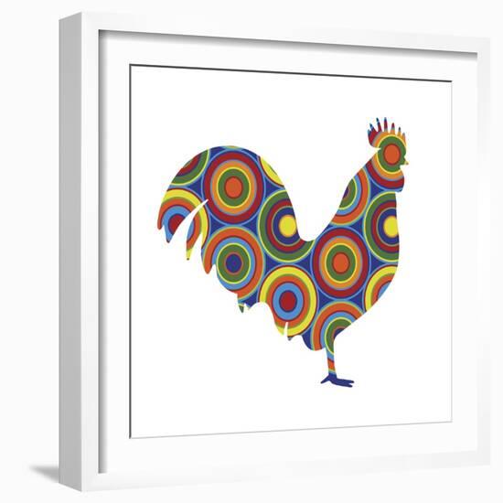 Rooster Abstract Circles-Ron Magnes-Framed Giclee Print