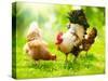 Rooster and Chickens. Free Range Cock and Hens-Subbotina Anna-Stretched Canvas