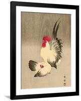 Rooster and Hen-Bairei Kono-Framed Giclee Print