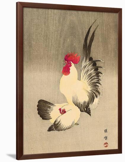 Rooster and Hen-Bairei Kono-Framed Giclee Print