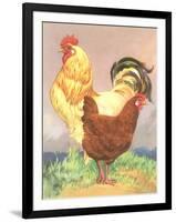 Rooster and Hen-null-Framed Art Print