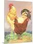 Rooster and Hen-null-Mounted Art Print