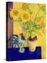 Rooster and Sunflowers (Coq et Tournesols)-Isy Ochoa-Stretched Canvas