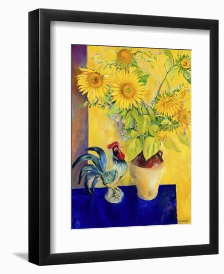 Rooster and Sunflowers (Coq et Tournesols)-Isy Ochoa-Framed Giclee Print