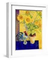 Rooster and Sunflowers (Coq et Tournesols)-Isy Ochoa-Framed Giclee Print