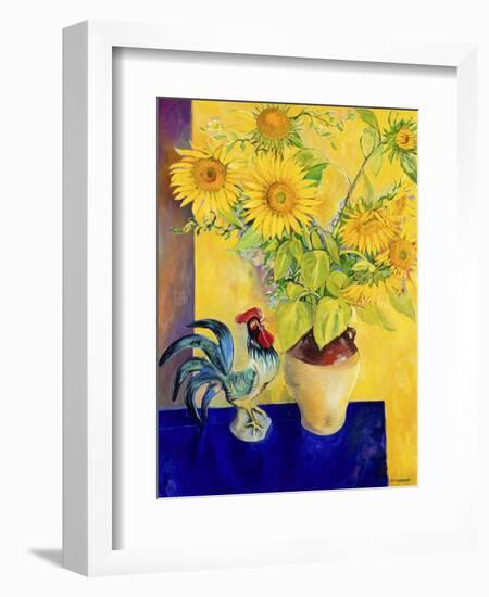 Rooster and Sunflowers (Coq et Tournesols)-Isy Ochoa-Framed Giclee Print