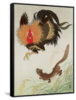 Rooster and Weasel-Koson Ohara-Framed Stretched Canvas