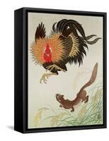 Rooster and Weasel-Koson Ohara-Framed Stretched Canvas