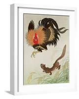 Rooster and Weasel-Koson Ohara-Framed Giclee Print