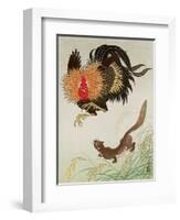 Rooster and Weasel-Koson Ohara-Framed Giclee Print