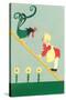 Rooster, Boy on Ladder-null-Stretched Canvas