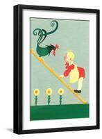 Rooster, Boy on Ladder-null-Framed Art Print