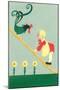 Rooster, Boy on Ladder-null-Mounted Art Print