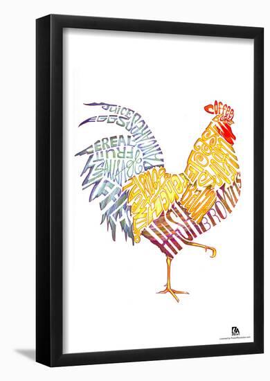 Rooster Breakfast Text Poster-null-Framed Poster