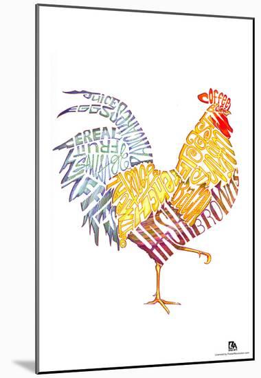 Rooster Breakfast Text Poster-null-Mounted Poster