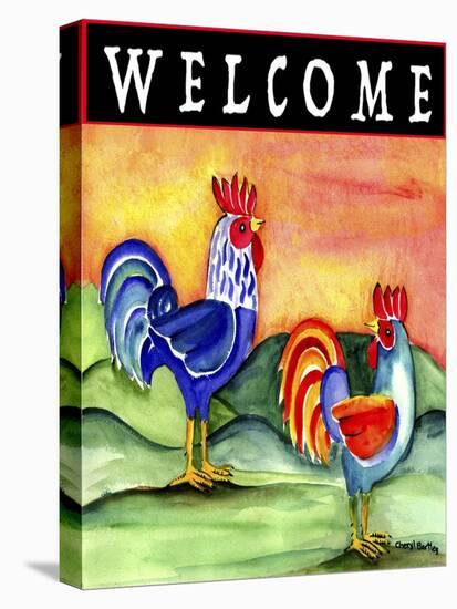 Rooster Chicken Flag-Cheryl Bartley-Stretched Canvas